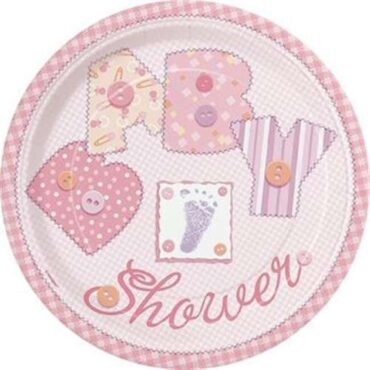 Baby pink stitch Plates 23cm 8pcs